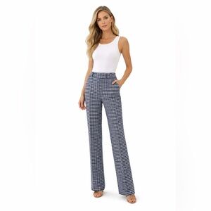 Michael Kors Collection High Waist Gingham Blue White Check Plaid Tailored Pants